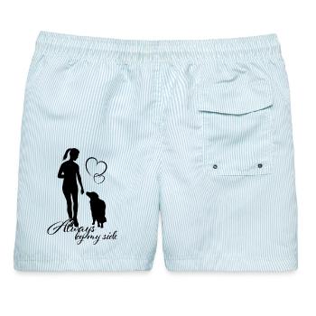 Doglover, by my side - Männer Badeshorts - hellblau gestreift - Hinten - AI Model Male 178 light (178cm)