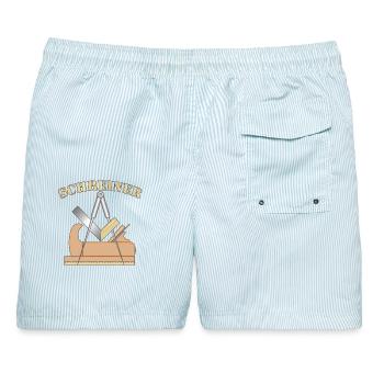 Die Schreiner Zunft - Männer Badeshorts - hellblau gestreift - Hinten - AI Model Male 178 light (178cm)