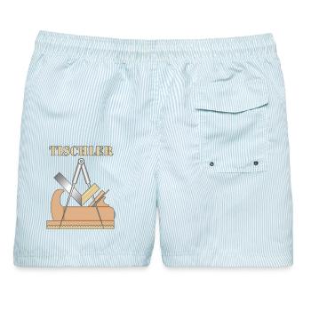 Tischler Zunftzeichen - Männer Badeshorts - hellblau gestreift - Hinten - AI Model Male 178 light (178cm)