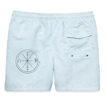Wikinger Runen - Männer Badeshorts - hellblau gestreift - Hinten - AI Model Male 178 light (178cm)
