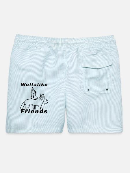 Wolfalike Logo - Männer Badeshorts - hellblau gestreift