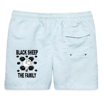 Black Sheep of the Family – Funny Statement Design - Männer Badeshorts - hellblau gestreift - Hinten - AI Model Male 178 light (178cm)
