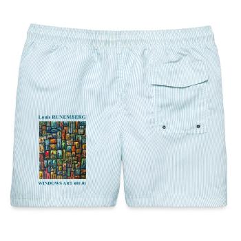 WINDOWS ART 40F.01 LOUIS RUNEMBERG ADAGP - Männer Badeshorts - hellblau gestreift - Hinten - AI Model Male 178 light (178cm)