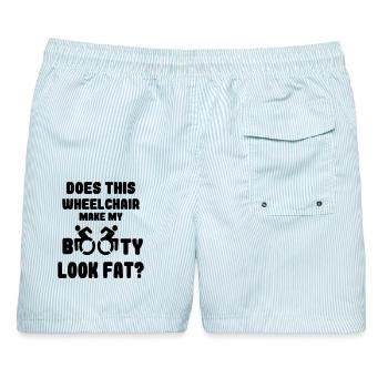 Lässt dieser Rollstuhl meinen Hintern dicker aussehen? * - Männer Badeshorts - hellblau gestreift - Hinten - AI Model Male 178 light (178cm)