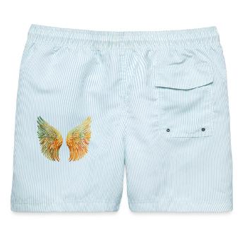 Engelsflügel Herbstblätter Engelsflügel - Männer Badeshorts - hellblau gestreift - Hinten - AI Model Male 178 light (178cm)