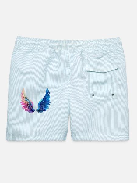 Engelsflügel - Männer Badeshorts - hellblau gestreift