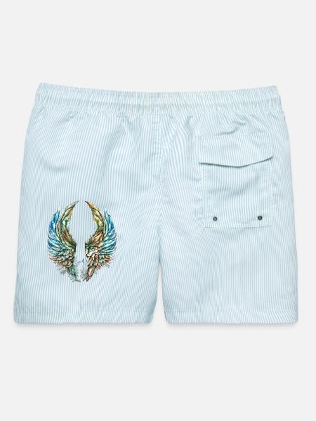 Engelsflügel - Männer Badeshorts - hellblau gestreift