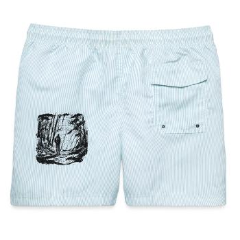 Let's go somewhere - Männer Badeshorts - hellblau gestreift - Hinten - AI Model Male 178 light (178cm)