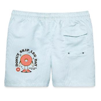 Donut skip leg day - Männer Badeshorts - hellblau gestreift - Hinten - AI Model Male 178 light (178cm)