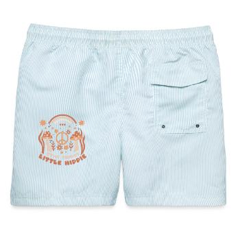 spruch siebziger jahre stay trippy little hippie - Männer Badeshorts - hellblau gestreift - Hinten - AI Model Male 178 light (178cm)