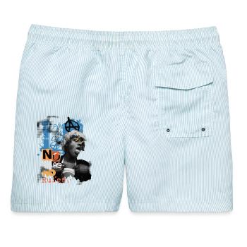 Punk No Future Neon Rebel - Männer Badeshorts - hellblau gestreift - Hinten - AI Model Male 178 light (178cm)