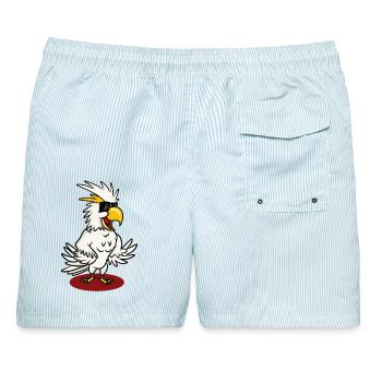 Kakaroo - Männer Badeshorts - hellblau gestreift - Hinten - AI Model Male 178 light (178cm)