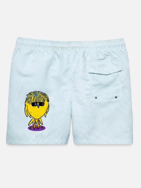 "B" Vogel - Männer Badeshorts - hellblau gestreift