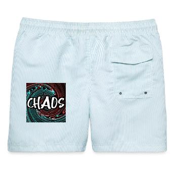 CHAOS - Männer Badeshorts - hellblau gestreift - Hinten - AI Model Male 178 light (178cm)