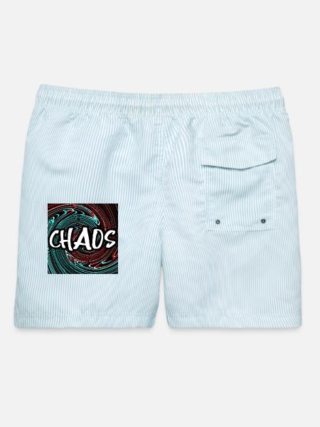 CHAOS - Männer Badeshorts - hellblau gestreift