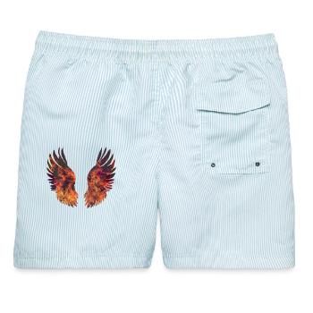 Hell brennende Flügel - Männer Badeshorts - hellblau gestreift - Hinten - AI Model Male 178 light (178cm)