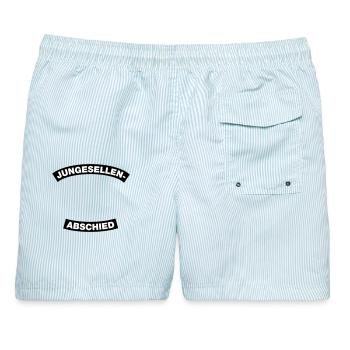 Junggesellenabschied Rahmen (JGA MC-Rocker-Design) - Männer Badeshorts - hellblau gestreift - Hinten - AI Model Male 178 light (178cm)