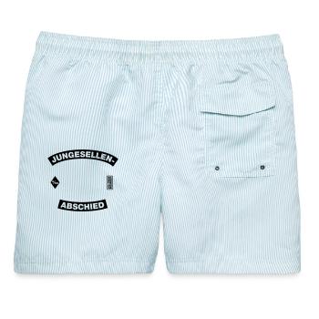 Junggesellenabschied Rahmen (JGA MC-Rocker-Style) - Männer Badeshorts - hellblau gestreift - Hinten - AI Model Male 178 light (178cm)