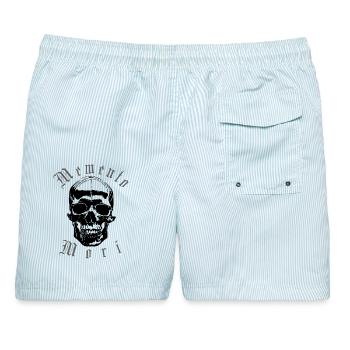 Memento Mori Skull - Männer Badeshorts - hellblau gestreift - Hinten - AI Model Male 178 light (178cm)
