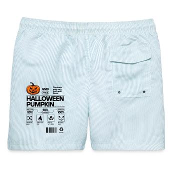HALLOWEEN PUMPKIN - Männer Badeshorts - hellblau gestreift - Hinten - AI Model Male 178 light (178cm)