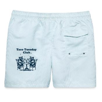 Taco Tuesday Club - Männer Badeshorts - hellblau gestreift - Hinten - AI Model Male 178 light (178cm)