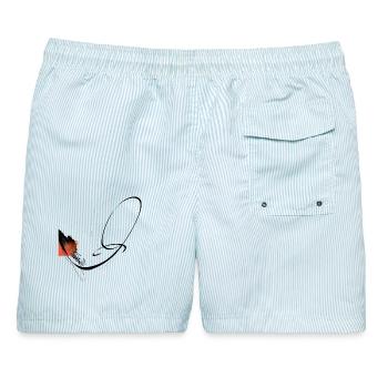 Tanz der Linien - Männer Badeshorts - hellblau gestreift - Hinten - AI Model Male 178 light (178cm)