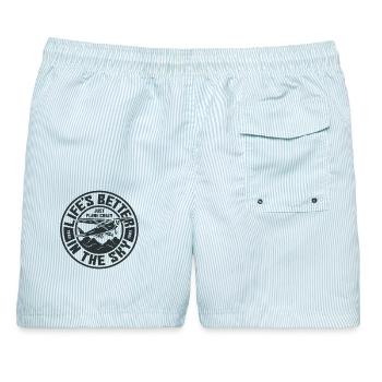 Life is better in the sky - Männer Badeshorts - hellblau gestreift - Hinten - AI Model Male 178 light (178cm)
