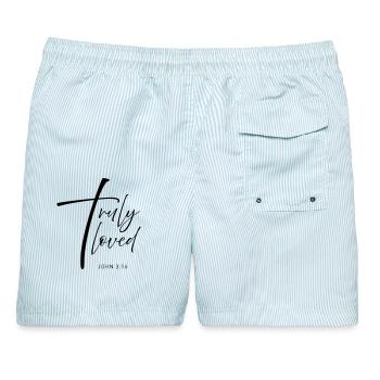 CROSS truly loved - Männer Badeshorts - hellblau gestreift - Hinten - AI Model Male 178 light (178cm)
