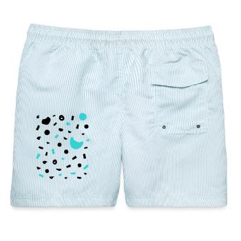 Boulder Projekt 7a Design Klettergriffe klettern - Männer Badeshorts - hellblau gestreift - Hinten - AI Model Male 178 light (178cm)