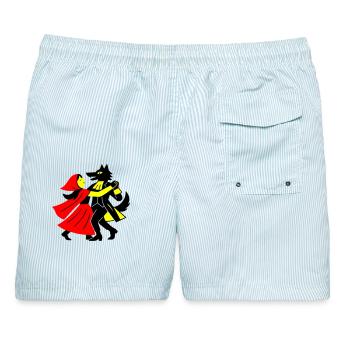 Walzer mit dem Wolf - Männer Badeshorts - hellblau gestreift - Hinten - AI Model Male 178 light (178cm)