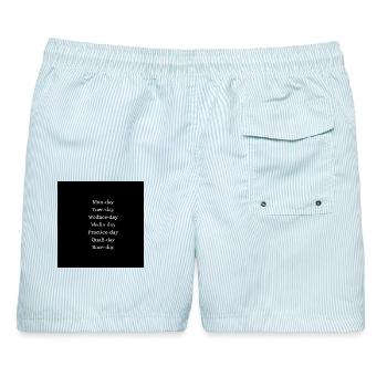 Raceweek_f1_weekdays - Männer Badeshorts - hellblau gestreift - Hinten - AI Model Male 178 light (178cm)