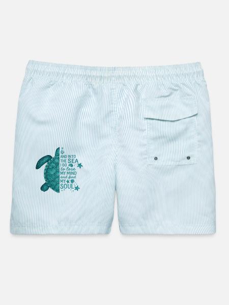 schildkrote into the sea meerliebe natur - Männer Badeshorts - hellblau gestreift