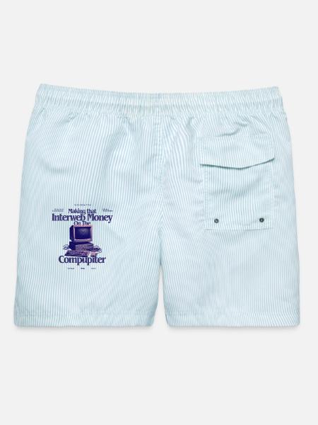 InterwebMoney Computerdesign - Männer Badeshorts - hellblau gestreift