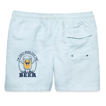 I'M ONLY HERE FOR THE BEER RETRO SPRUCH BIER - Männer Badeshorts - hellblau gestreift - Hinten - AI Model Male 178 light (178cm)