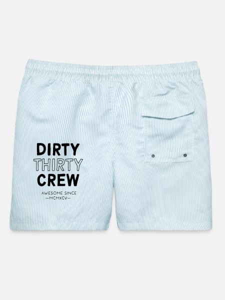 Dirty Thirty - Männer Badeshorts - hellblau gestreift