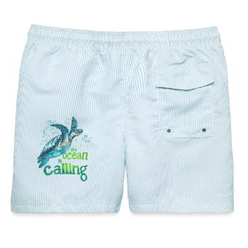 the ocean is calling - schildkröte meer - Männer Badeshorts - hellblau gestreift - Hinten - AI Model Male 178 light (178cm)
