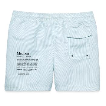 Unispruch "Medizin" Student Geschenk, Studenten - Männer Badeshorts - hellblau gestreift - Hinten - AI Model Male 178 light (178cm)