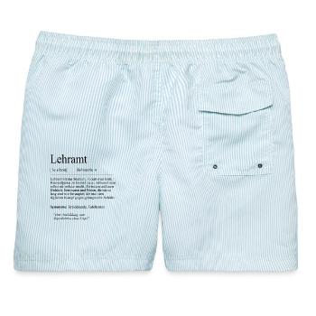 Unispruch "Lehramt" Student Geschenk, Studenten - Männer Badeshorts - hellblau gestreift - Hinten - AI Model Male 178 light (178cm)