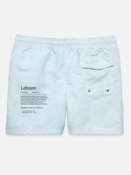 Unispruch "Lehramt" Student Geschenk, Studenten - Männer Badeshorts - hellblau gestreift