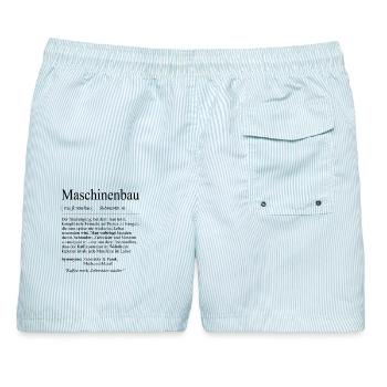 Unispruch "Maschinenbau" Geschenk, Studenten - Männer Badeshorts - hellblau gestreift - Hinten - AI Model Male 178 light (178cm)