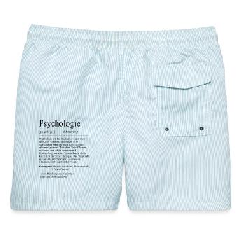 Unispruch "Psychologie" Geschenk, Studenten - Männer Badeshorts - hellblau gestreift - Hinten - AI Model Male 178 light (178cm)