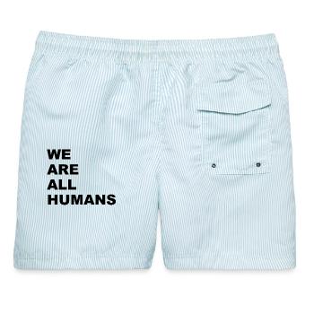 MENSCHEN - Männer Badeshorts - hellblau gestreift - Hinten - AI Model Male 178 light (178cm)