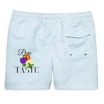 Fruchtpalette mit reinem Geschmack - Männer Badeshorts - hellblau gestreift - Hinten - AI Model Male 178 light (178cm)