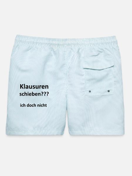 Unispruch "Klausuren schieben" Geschenk, Studenten - Männer Badeshorts - hellblau gestreift