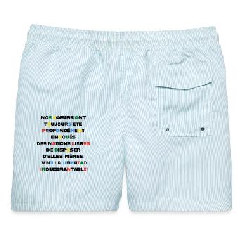 ES LEBE DIE FREIHEIT - Männer Badeshorts - hellblau gestreift - Hinten - AI Model Male 178 light (178cm)