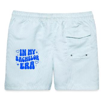 Bachelor Era Studium Universität Ausbildung - Männer Badeshorts - hellblau gestreift - Hinten - AI Model Male 178 light (178cm)