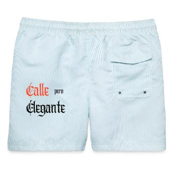 Calle Pero Elegante - Männer Badeshorts - hellblau gestreift - Hinten - AI Model Male 178 light (178cm)