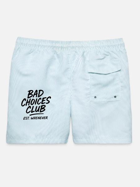 Bad Choices Club – Lustiger Retro Party Spruch - Männer Badeshorts - hellblau gestreift
