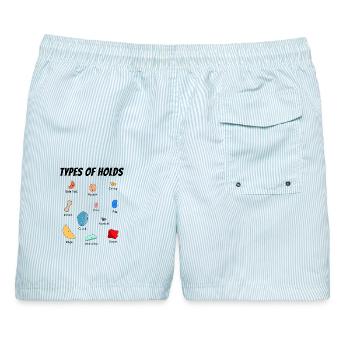 Verschiedene Klettergriffe für Boulderhalle - Männer Badeshorts - hellblau gestreift - Hinten - AI Model Male 178 light (178cm)