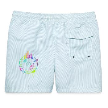 Musik Vinyl Plattenspieler DJ Equalizer Retro - Männer Badeshorts - hellblau gestreift - Hinten - AI Model Male 178 light (178cm)